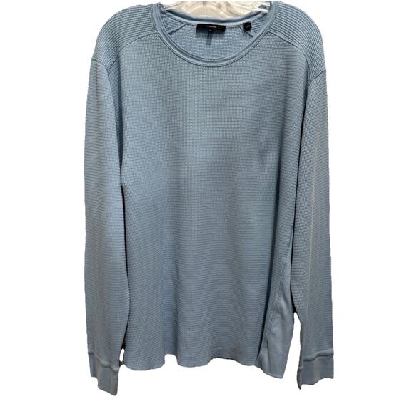 Vince Thermal Shirt Mens XXL Blue Long Sleeve Waffle Knit Pima Cotton Crew Neck - Picture 1 of 9